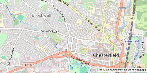 Map of Chesterfield, Derbyshire