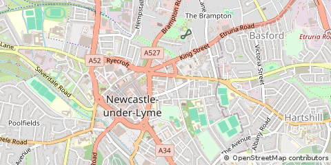 Map of Newcastle Under Lyme, Staffordshire