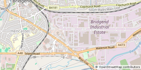Map of Bridgend, MID Glamorgan