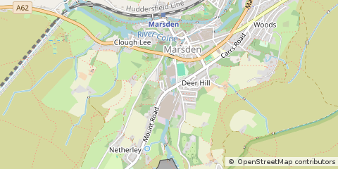 Map of Huddersfield, West Yorkshire