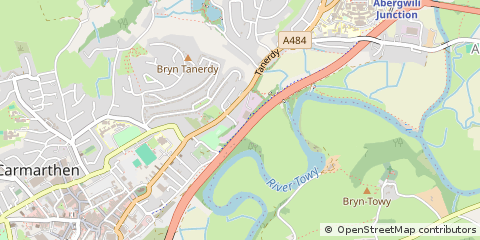 Map of Carmarthen, Carmarthenshire