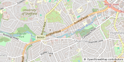 Map of Sheffield, South Yorkshire