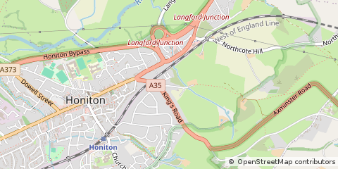 Map of Honiton, Devon
