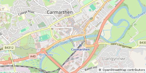 Map of Carmarthen, Dyfed