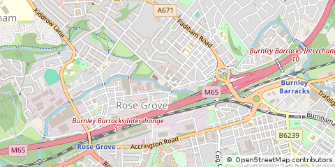 Map of Burnley, Lancashire