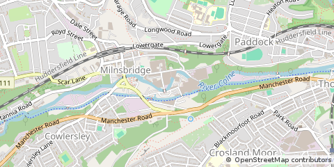 Map of Huddersfield, West Yorkshire