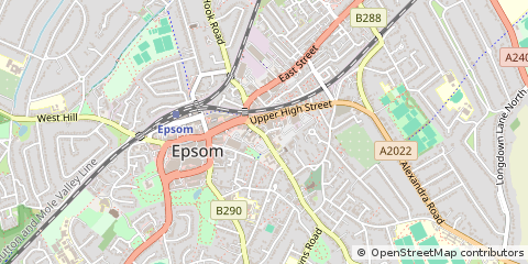 Map of Epsom, Surrey