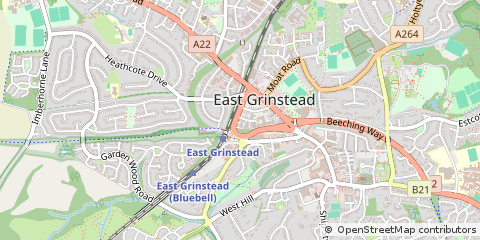 Map of East Grinstead, West Sussex