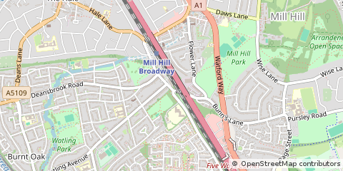 Map of Mill Hill, London