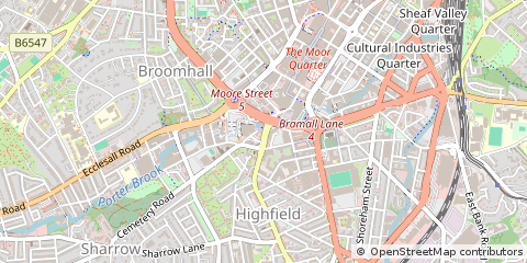 Map of Sheffield, South Yorkshire