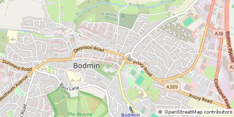 Map of Bodmin, Cornwall