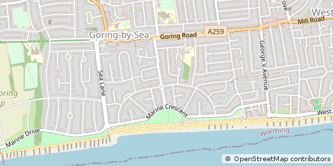 Map of Worthing, West Sussex