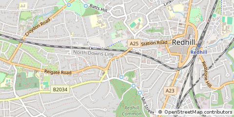 Map of Redhill, Surrey