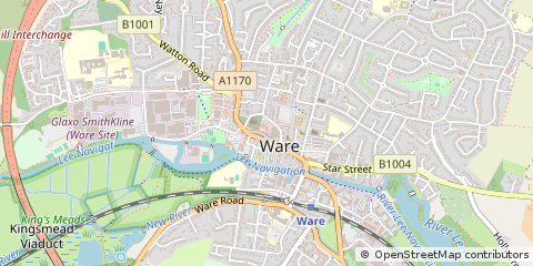 Map of Ware, Herts