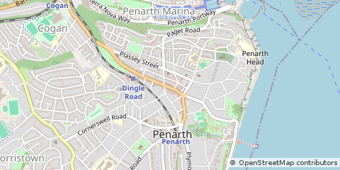 Map of Penarth, Vale of Glamorgan