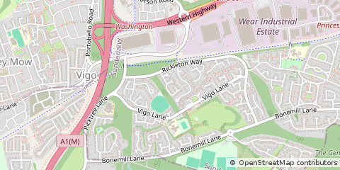 Map of Washington, Tyne and Wear