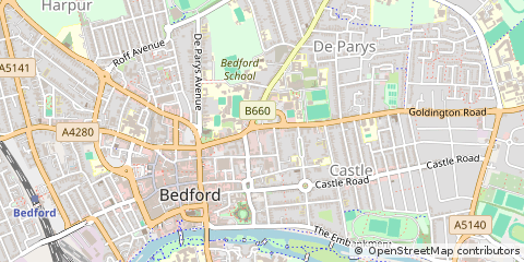 Map of Bedford, Bedfordshire