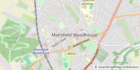 Map of Mansfield, Nottinghamshire