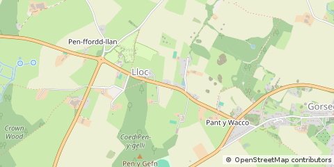 Map of Lloc, Flintshire