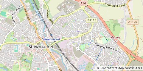 Map of Stowmarket, Suffolk