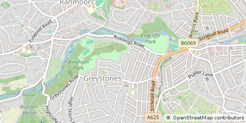 Map of Sheffield, South Yorkshire