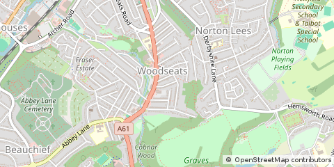 Map of Sheffield, Yorkshire