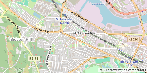 Map of Birkenhead, Merseyside