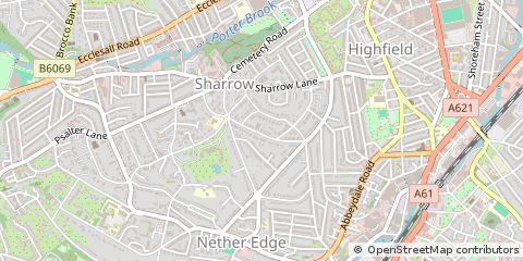 Map of Sheffield, South Yorkshire