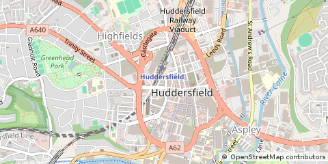 Map of Huddersfield, West Yorkshire