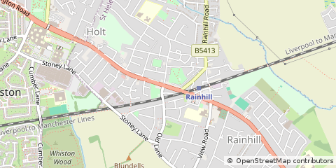 Map of Prescot, Merseyside