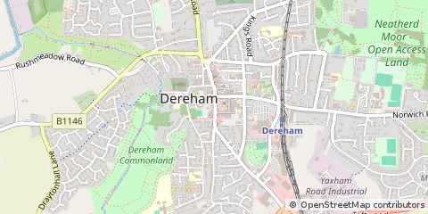 Map of Dereham, Norfolk