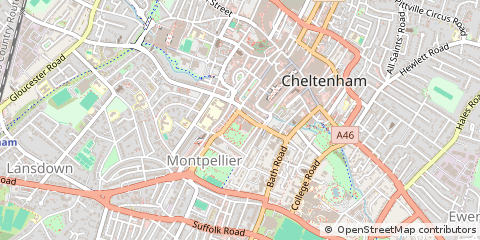 Map of Cheltenham, Gloucestershire