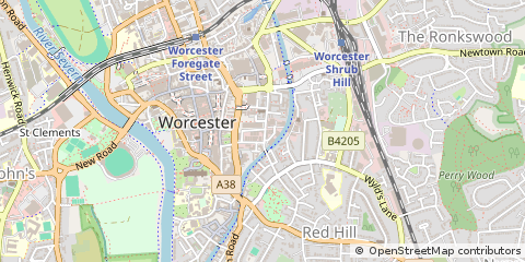 Map of Worcester, Worcestershire