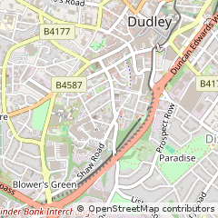 Map of Dudley, West Midlands