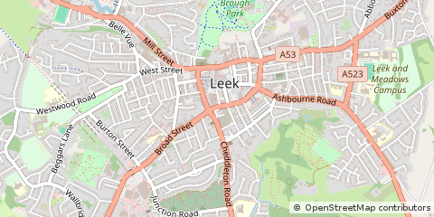 Map of Leek, Staffordshire