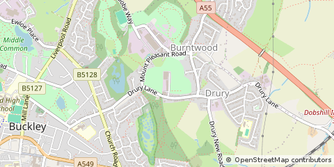 Map of Drury Lane, Buckley, Flintshire