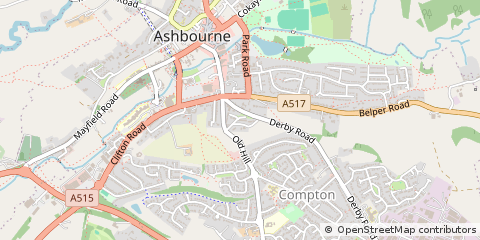 Map of Ashbourne, Derbyshire