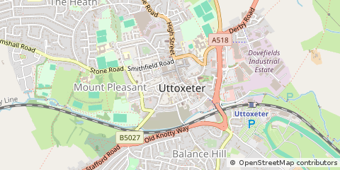 Map of Uttoxeter, Staffordshire