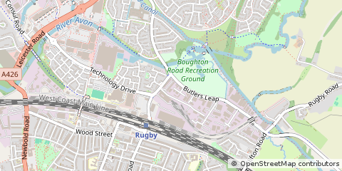 Map of Rugby, Warwickshire