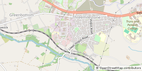 Map of Threemilestone, Cornwall