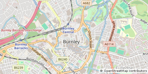 Map of Burnley, Lancashire