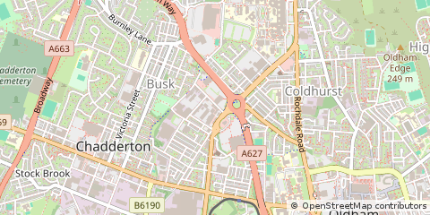 Map of Oldham, Lancashire