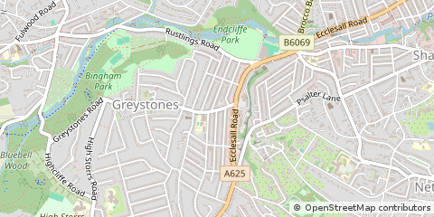 Map of Sheffield, South Yorkshire