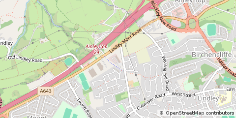 Map of Huddersfield, South Yorkshire