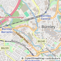 Map of Burnley, Lancashire