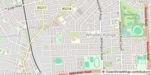 Map of Whalley Range, Manchester, Lancs