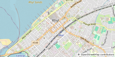 Map of Rhyl, Denbighshire