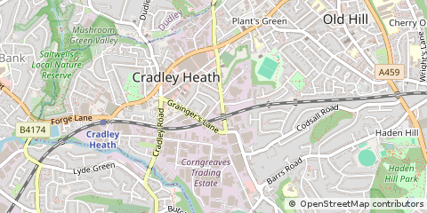 Map of Cradley Heath, West Midlands