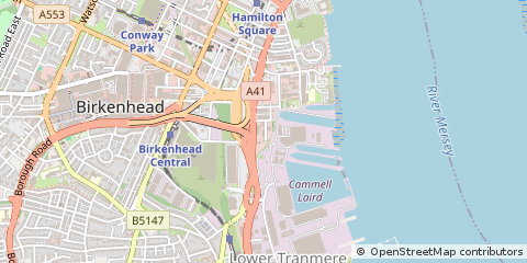Map of Birkenhead, Merseyside