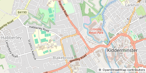 Map of Kidderminster, Worcestershire